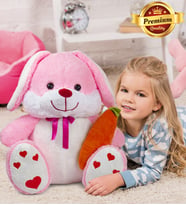PANDAMKEE 100 Cm Elinde Havuç Tutan Tavşan (Pembe)