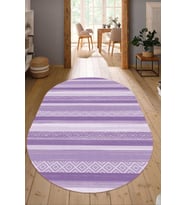 Dijital Baskılı Kaymaz Taban Yıkanabilir Oval Salon Halısı Mutfak Halısı Yolluk NDO-HT-1002 (Mor-Krem)