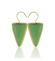 Kadir Jewellery 22 Ayar Altın Kaplama Vintage Küpe -El İşçiliği Ve Hipoalerjenik Küpe (Yeşil)