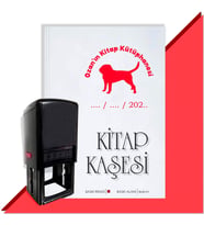 Kişiye Özel Köpek Silüet 15 Tarihli Otomatik Kitap Kaşesi (Kırmızı)