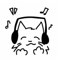 Müzik Dinleyen Kedi Sticker Siyah 20x20 CM (Siyah-Siyah)