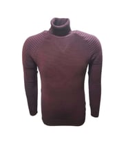 Ce-Ce 3508 Erkek Basic Tam Balıkçı Yaka Boğazlı Kazak - Siyah (Bordo)