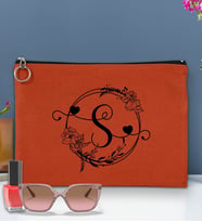 BK Gift Kişiye Özel Harfli Astarlı Portföy Çanta 30x21cm(12 Renk Seçeneği), Baskılı El Çantası, Organizer Çanta (Kiremit)