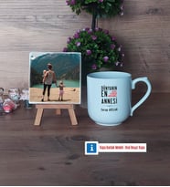Anneler Günü Hediyesi Fotoğraflı Dekoratif Taş, Kupa Bardak Beyaz Hediye (Model 5)