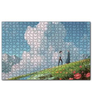 Cakapuzzle Howls Moving Castle Aşıklar Çiçekler Bulut Görseli  Puzzle Yapboz MDF (Ahşap) (500 Parça)