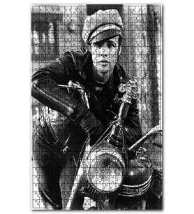 Cakapuzzle Marlon Brando Kasketli Motorsiklet Sürücüsü Puzzle Yapboz MDF (Ahşap) (1000 Parça)