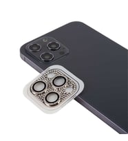 Uyumlu Model Apple iPhone 12 Pro Full Taşlı Kamera Lens Koruyucu Çerçeveli Koruyucu CL-08 (Gümüş)