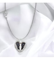 Yantra Silver 925 Ayar Gümüş Açılabilir Melek Kanadı İsimli Aşk Kolyesi (Siyah)