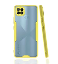 Realme C21 Kılıf ​​Kamera Korumalı Arkası Şeffaf Silikon (Sarı)