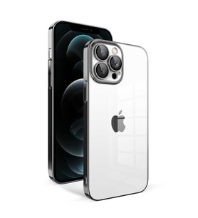 Vendas iPhone 12 Pro Max Uyumlu (12 Pro Max) Veve Serisi Parlak Renkli Kenarlı Elektroplated Magic Silikon Kılıf (Siyah)