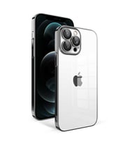 Vendas iPhone 12 Pro Max Uyumlu (12 Pro Max) Veve Serisi Parlak Renkli Kenarlı Elektroplated Magic Silikon Kılıf (Siyah)