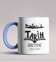 Kişiye Özel Tarih Öğretmeni Tasarımlı Siyah Renk Kupa Bardak 7 (Mavi)