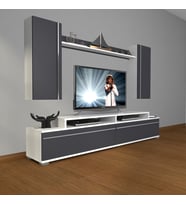 Decoraktiv Ekoflex 7 Mdf Tv Ünitesi Tv Sehpası (Beyaz - Antrasit)