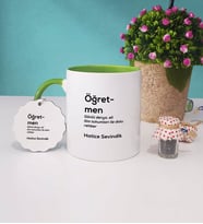 Öğretmen Kupa Bardak ve Anahtarlık (Yeşil)