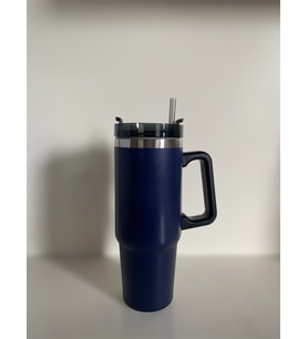 Stainless Steel Pipetli Yandan Tutmalı  0.89 Lt Seyahat Termosu (Lacivert)
