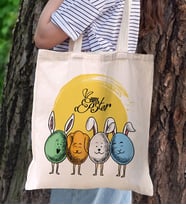 BK Gift Happy Easter Tasarımlı Kanvas Bez Çanta, Baskılı Omuz Çantası, Alışveriş Çantası, Plaj Çantası, Arkadaşa Hediye (Model 4)