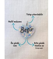 Kalp Şeklinde Kedi/ Köpek- İsimliği/ Künyesi (Mavi)