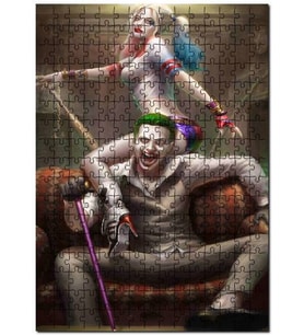 Cakapuzzle Harley Quinn Ve Joker Neşesi Görseli Puzzle Yapboz MDF (Ahşap) (500 Parça)