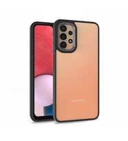 Samsung Galaxy A13 4G Kılıf Kamera Nikelaj Kenar Renkli Kapak (Siyah)