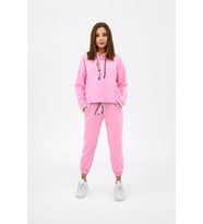 Kadın Kapüşonlu Lastik Paça Detaylı Eşofman Takımı 4161-25 (Pembe)