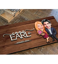 BK Gift Kişiye Özel Sevgililer Karikatürlü Kabartma Figürlü Ahşap Tablo, Duvar Dekoru, Arkadaşa Hediye, Özel Tasarım Ev Hediyesi-94 (Ceviz)
