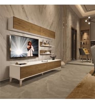 Decoraktiv Eko 5 Mdf Std Gold Tv Ünitesi Tv Sehpası - Parlak Beyaz (Beyaz - Pera)