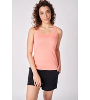 Kadın %100 Pamuklu Geniş Askılı Tişört (Mercan)