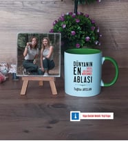 Ablaya Hediye Fotoğraflı Dekoratif Taş, Kupa Bardak Beyaz Hediye (Model 14)