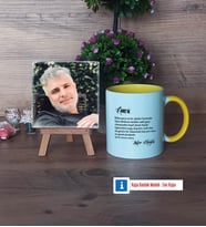 Amcaya Hediye Fotoğraflı Dekoratif Taş, Kupa Bardak Beyaz Hediye (Model 7)