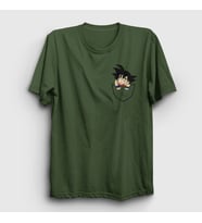 Presmono Unisex Sarı Pocket Goku Anime Dragon Ball T-Shirt 236590tt (Haki)