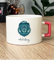 Kişiye Özel Cool Aslan Hediye Lüks Fincan Aslan Baskılı (Pembe)