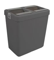 Motek 80 Litre Hassas Kapaklı Çift Gözlü Geri dönüşüm Çöp Kovası (Siyah)