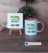 Petrol ve Doğalgaz Mühendisi Dekoratif Taş, Kupa Bardak Kırmızı Hediye (Model 5)