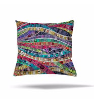 Çiçek Mozaik Kilim Etnik Desen Gizli Fermuarlı Yastık Kılıfı Kırlent Kılıfı Koltuk Yastık Kılıfı  (Mor)