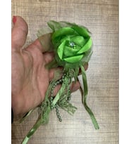 9 CM PÜSKÜLLÜ TOMURCUK TAŞLI EL YAPIMI BROŞ YAKA İĞNESİ TÜRBAN İĞNESİ (Yeşil)