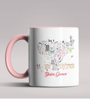 Kişiye Özel X Sınıf Öğretmeni Tasarımlı Siyah Renk Kupa Bardak  (Pembe)