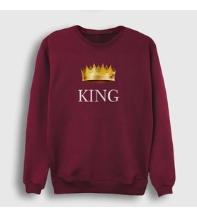 Presmono Unisex Beyaz King Kral Sweatshirt 381331tt (Bordo)