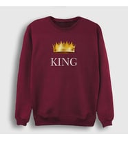 Presmono Unisex Beyaz King Kral Sweatshirt 381331tt (Bordo)