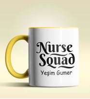 Kişiye Özel Nurse Squad (Hemşire Tayfası) Tasarımlı Turuncu Kupa (Sarı)