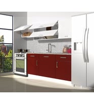 Decoraktiv Prestij 220 MDF Hazır Mutfak Dolabı - Tezgah Dahil - Parlak Beyaz (Bordo - Beyaz)