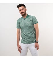 POLO YAKA SLİMFİT DESENLİ ERKEK T-SHİRT (Yeşil)