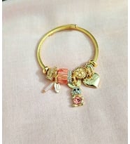 kadın tavşan figürlü çelik pandora (Pembe)