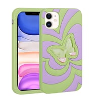 Apple iPhone 11 Kılıf Sıvılı Simli Kelebekli Tasarım Vodena Kılıf (Yeşil)