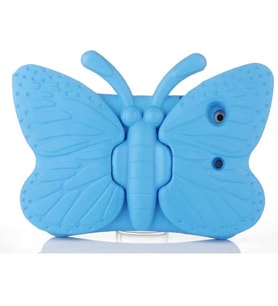 Apple iPad 10.2 2021 (9.Nesil) Kelebek Figürlü Silikon Çocuk Tablet Standlı (Mavi)