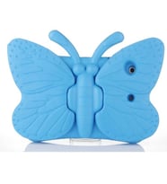 Apple iPad 10.2 2021 (9.Nesil) Kelebek Figürlü Silikon Çocuk Tablet Standlı (Mavi)