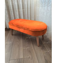 Ultra Lüks Oval Parrot Puf Ahşap Ayak (Turuncu)