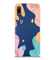 PrintiFy Huawei Y6 2019 Uyumlu Lansman Kılıf Karışık Renkler Tasarımlı İçi Kadife Kapak (Lacivert)