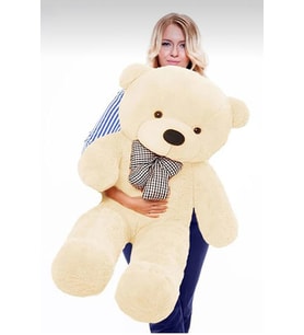 80 cm Papyonlu Peluş Ayıcık Hediyelik (Beyaz)