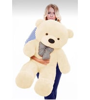 80 cm Papyonlu Peluş Ayıcık Hediyelik (Beyaz)