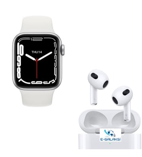 Egalaksi Watch 7 Series Smart Watch ve 3.Nesil Inpods Bluetooth Kulaklık (Beyaz)
